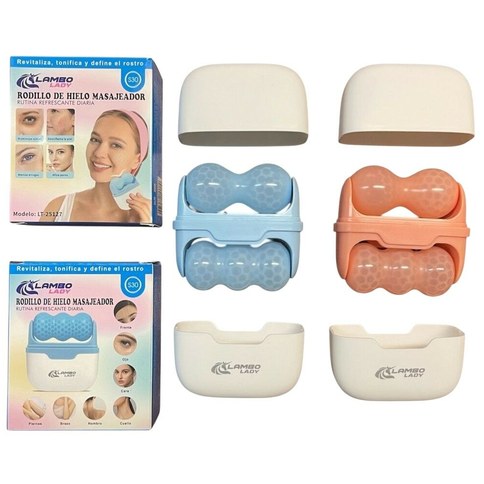 RODILLO MASAJEADOR FACIAL EN FRIO ICE ROLLER 2en1 LAMBO LADY LT-25127 200u｜LAMBO LADY LT-25127 冷敷面部按摩滚轮 2 合 1（200件）