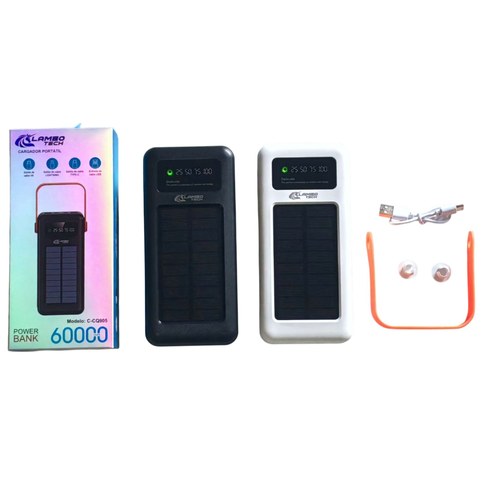 CARGADOR PORTATIL SOLAR POWER BANK LAMBO TECH C-CQ905 60000mAh 25negro 15blanco 40u｜LAMBO TECH C-CQ905 60000mAh 移动电源，黑色25个，白色15个，共（40件）