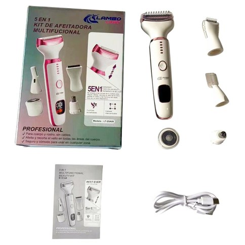 DEPILADORA 5en1 LAMBO TECH FACIAL CORPORAL RECARGABLE 120u｜Lambo Tech 可充电五合一面部及身体脱毛器（120件）