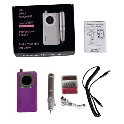 V4 TORNO PARA UÑA FUXIA RECARGABLE USB 24u｜V4 紫红色美甲钻，USB充电（24件）
