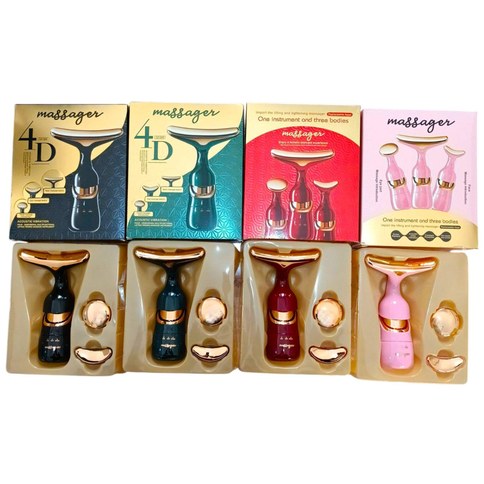 MASAJEADOR FACIAL 3en1 4D ELECTRICO MICROCOORRIENTE M134 a PILA AA 120u｜M134 三合一 4D 电动微电流面部按摩器（AA 电池供电（120件）