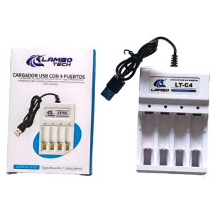 CARGADOR DE PILA RECARGABLE AA Y AAA LAMBO TECH LT-C4 D-X4 c/ENCHUFE 220v 4 PUERTOS 120u｜LAMBO TECH LT-C4 D-X4 AA/AAA电池可充电充电器，带220V四口插头（120件）