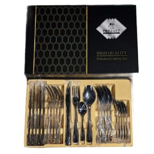 SET DE CUBIERTOS NEGRO x24pcs 12u｜黑色餐具套装（24件（12件）