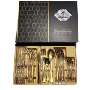SET DE CUBIERTOS DORADO x24pcs 12u｜金色餐具套装 x24件（12件）