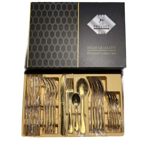 SET DE CUBIERTOS DORADO x24pcs 12u｜金色餐具套装 x24件（12件）