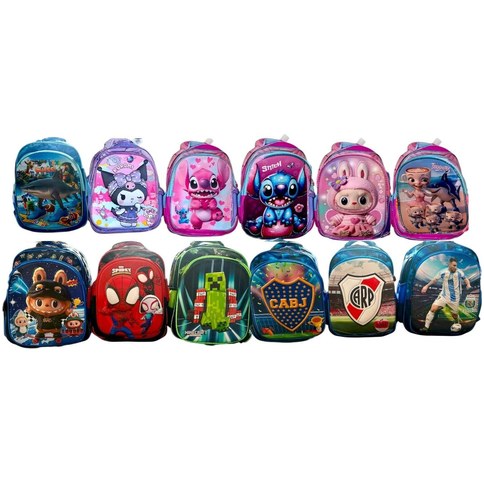 MOCHILA 14 2 CIERRES 3D DE PERSONAJES 120u｜带2个3D角色拉链的背包（120件）