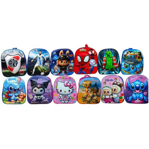 MOCHILA 12 2 CIERRES 3D DE PERSONAJES 160u｜带12个3D角色拉链的背包（160件）