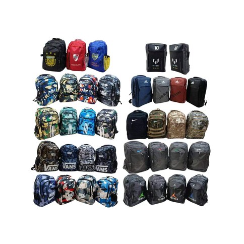 MOCHILA 10 MODELOS Boca River Messi Adidas Nike Jordan SURTIDO 120u｜背包（10 种不同款式：Boca、River、Messi、Adidas、Nike、Jordan）（120件）