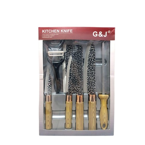 KIT COCINA MULTIUSO G&J G81893 x6pcs 4 cuchillos 1 afilador 1 pelapapa 36u｜G&J G81893 多功能厨房套装（6 件套：4 把刀、1 个磨刀器、1 个削皮器）（36件）