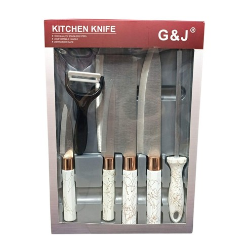 KIT COCINA MULTIUSO G&J G82393 x6pcs 5 cuchillos 1 pelapapa 36u｜G&J 多功能厨房套装 G82393 x6 件刀具 1 把削皮器（36件）