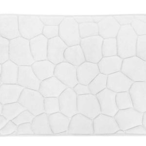 a28-row-0002 Alfombrilla de baño con relieve de piedra 40 x 60 cm, blanco|40*60深石头纹地垫-白色