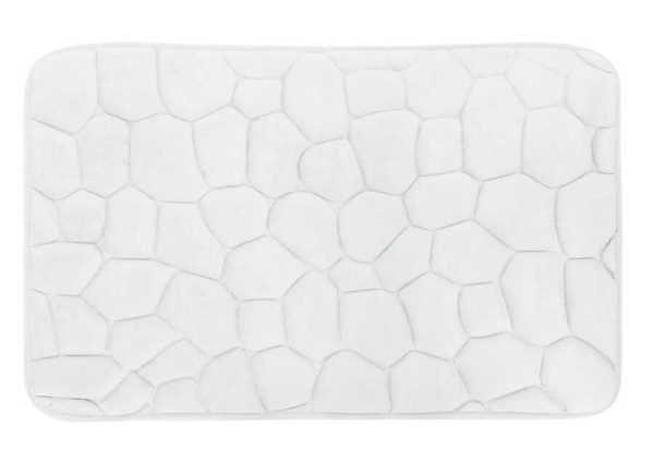 Alfombrilla de baño con relieve de piedra 40 x 60 cm, blanco｜40*60深石头纹地垫-白色