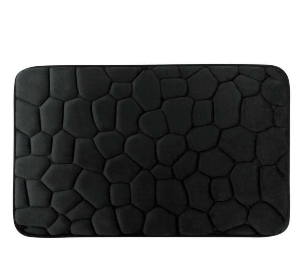 Alfombrilla de baño con relieve de piedra 40 x 60 cm, negro｜40*60深石头纹地垫-黑色