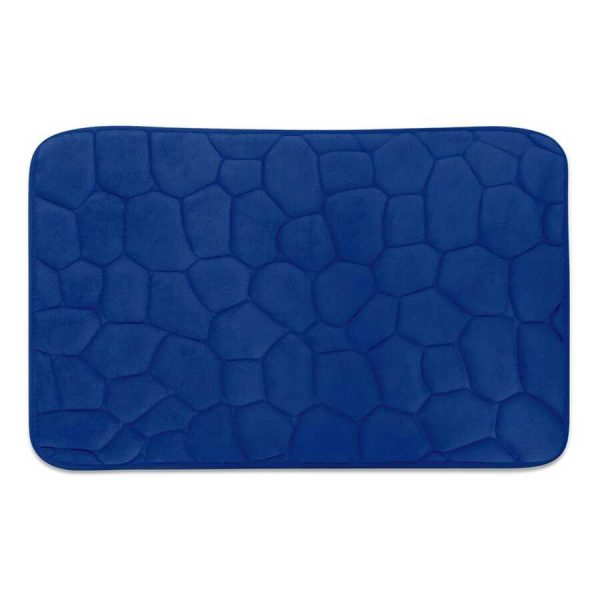 Alfombrilla de baño con relieve de piedra 40 x 60 cm, azul intenso｜40*60深石头纹地垫-孔蓝