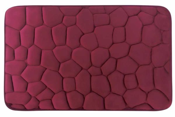 Alfombrilla de baño con relieve de piedra 40 x 60 cm, burdeos｜40*60深石头纹地垫-枣红