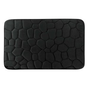 a28-row-0014 Alfombrilla de baño con relieve de piedra 45 x 70 cm, negro|45X70深石头纹地垫-黑色