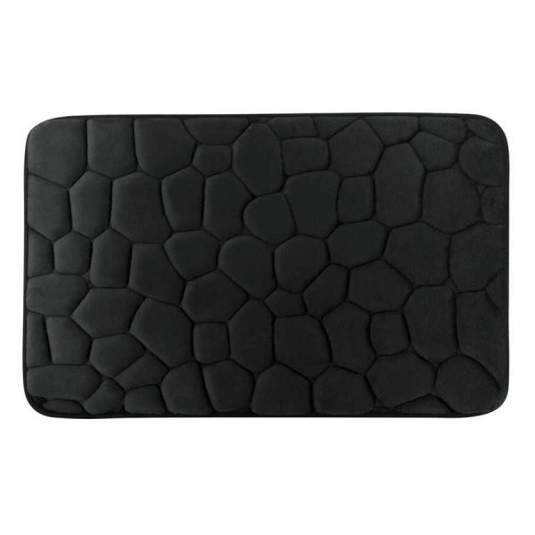 Alfombrilla de baño con relieve de piedra 45 x 70 cm, negro｜45X70深石头纹地垫-黑色