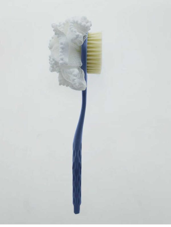 Cepillo de baño de doble cara con esponja de malla, azul intenso｜双面浴球浴刷-孔蓝