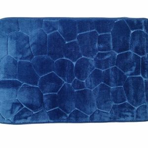 a28-row-0026 Alfombrilla de baño con relieve de piedra 45 x 70 cm, azul intenso|45X70深石头纹地垫-孔蓝