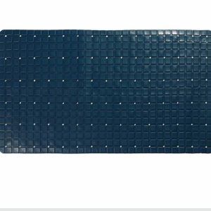 a28-row-0027 Alfombrilla de baño con diseño de cuadrícula 40 x 70 cm, azul intenso|40X70格子浴垫 -孔蓝