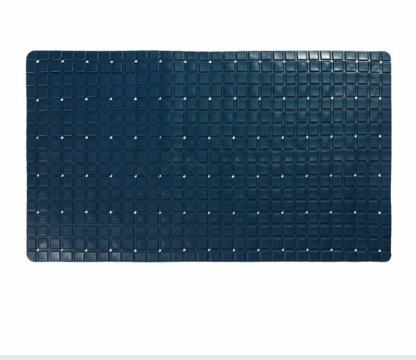 Alfombrilla de baño con diseño de cuadrícula 40 x 70 cm, azul intenso｜40X70格子浴垫 -孔蓝
