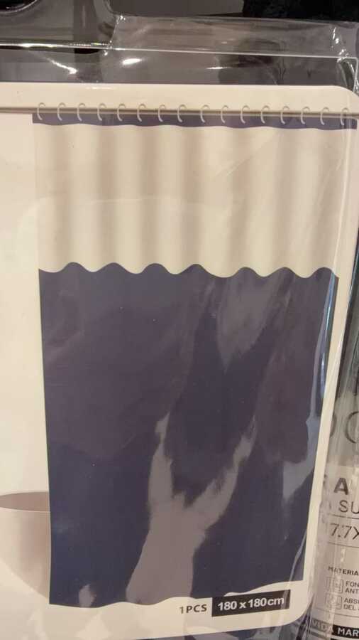 Cortina de ducha de EVA con tres paneles 180 x 180 cm, azul intenso｜180x180EVA三拼浴帘-孔蓝