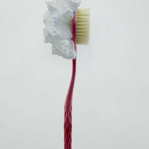 Cepillo de baño de doble cara con esponja de malla, burdeos｜双面浴球浴刷-枣红