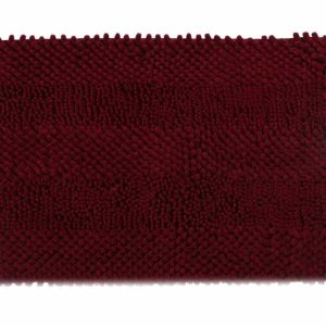 a28-row-0036 Alfombrilla de baño de chenilla de pelo grueso y fino 45 x 70 cm, burdeos|45x70粗细毛雪尼尔地垫-枣红