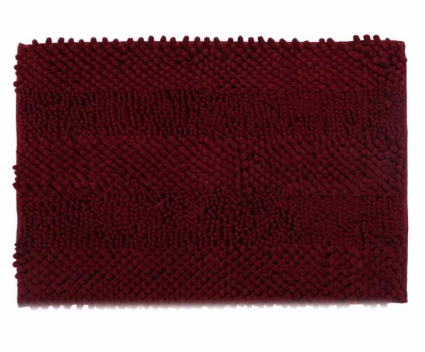 Alfombrilla de baño de chenilla de pelo grueso y fino 45 x 70 cm, burdeos｜45x70粗细毛雪尼尔地垫-枣红