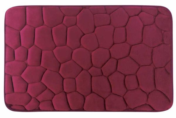 Alfombrilla de baño con relieve de piedra 45 x 70 cm, burdeos｜45X70深石头纹地垫-枣红