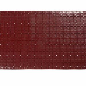 a28-row-0038 Alfombrilla de baño con diseño de cuadrícula 40 x 70 cm, burdeos|40X70格子浴垫 -枣红