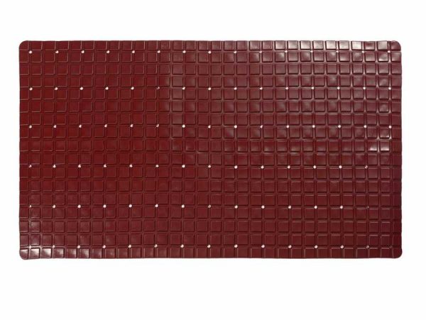 Alfombrilla de baño con diseño de cuadrícula 40 x 70 cm, burdeos｜40X70格子浴垫 -枣红