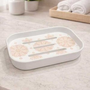 Jabonera estampada 6001-Y, flores clásicas｜6001-Y印花肥皂盒---古典花