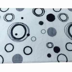 a28-row-0049 Alfombrilla de baño de imitación de cachemira 45 x 75 cm con estampado de círculos grises|45x75仿羊绒印花地垫--灰圆