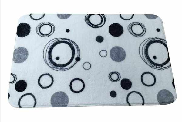 Alfombrilla de baño de imitación de cachemira 45 x 75 cm con estampado de círculos grises｜45x75仿羊绒印花地垫--灰圆