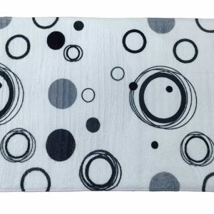 a28-row-0050 Alfombrilla de baño estampada 45 x 75 cm con estampado de círculos grises|45x75印花地垫--灰圆