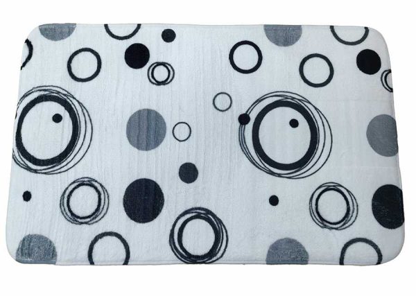 Alfombrilla de baño estampada 45 x 75 cm con estampado de círculos grises｜45x75印花地垫--灰圆