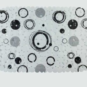 a28-row-0051 Alfombrilla de baño estampada 68 x 35 cm con estampado de círculos grises|68X35印花浴垫--灰圆