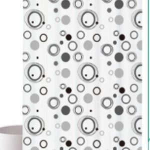 Cortina de ducha de EVA estampada 180 x 180 cm con estampado de círculos grises｜180x180EVA印花浴帘--灰圆