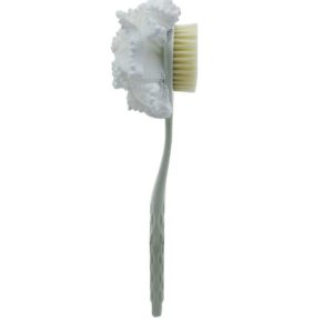 Cepillo de baño de doble cara con esponja de malla, verde claro｜双面浴球浴刷-迪绿