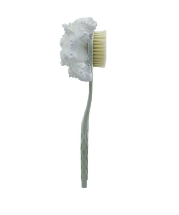 Cepillo de baño de doble cara con esponja de malla, verde claro｜双面浴球浴刷-迪绿