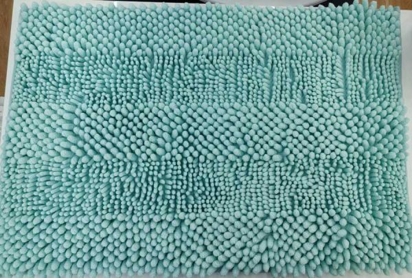 Alfombrilla de baño de chenilla de pelo grueso y fino 45 x 70 cm, azul celeste｜45x70粗细毛雪尼尔地垫-天蓝