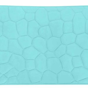 a28-row-0067 Alfombrilla de baño con relieve de piedra 45 x 70 cm, azul celeste|45X70深石头纹地垫-天蓝