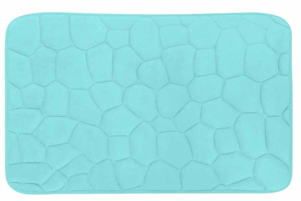 Alfombrilla de baño con relieve de piedra 45 x 70 cm, azul celeste｜45X70深石头纹地垫-天蓝