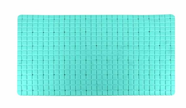 Alfombrilla de baño con diseño de cuadrícula 40 x 70 cm, azul celeste｜40X70格子浴垫 -天蓝