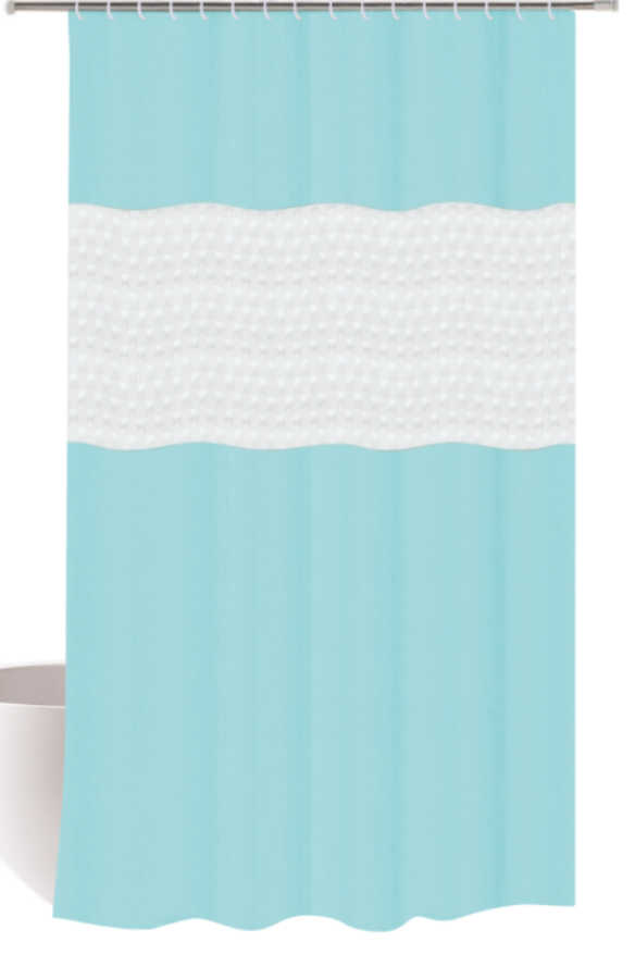 Cortina de ducha de paneles combinados 180 x 200 cm, azul celeste｜180x200 拼接浴帘-天蓝