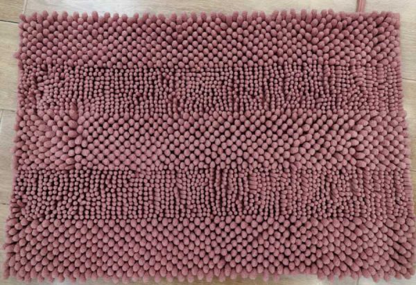 Alfombrilla de baño de chenilla de pelo grueso y fino 45 x 70 cm, rosa｜45x70粗细毛雪尼尔地垫-粉色