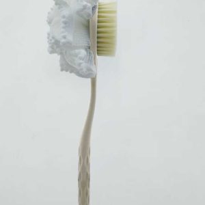 Cepillo de baño de doble cara con esponja de malla, beige｜双面浴球浴刷-米色