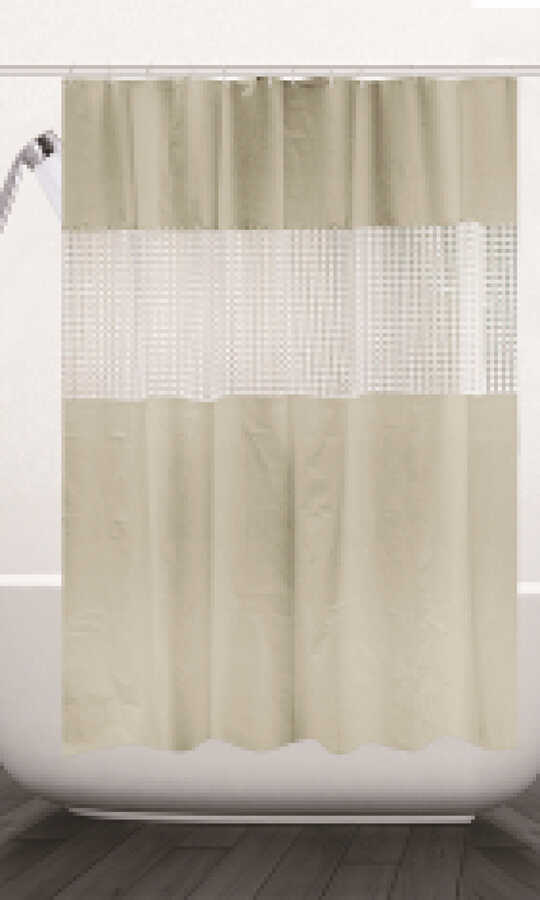 Cortina de ducha de paneles combinados 180 x 200 cm, beige｜180x200 拼接浴帘-米色