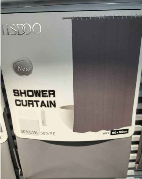 Cortina de ducha de EVA de color liso 180 x 180 cm, gris｜180x180EVA单色浴帘 -灰色